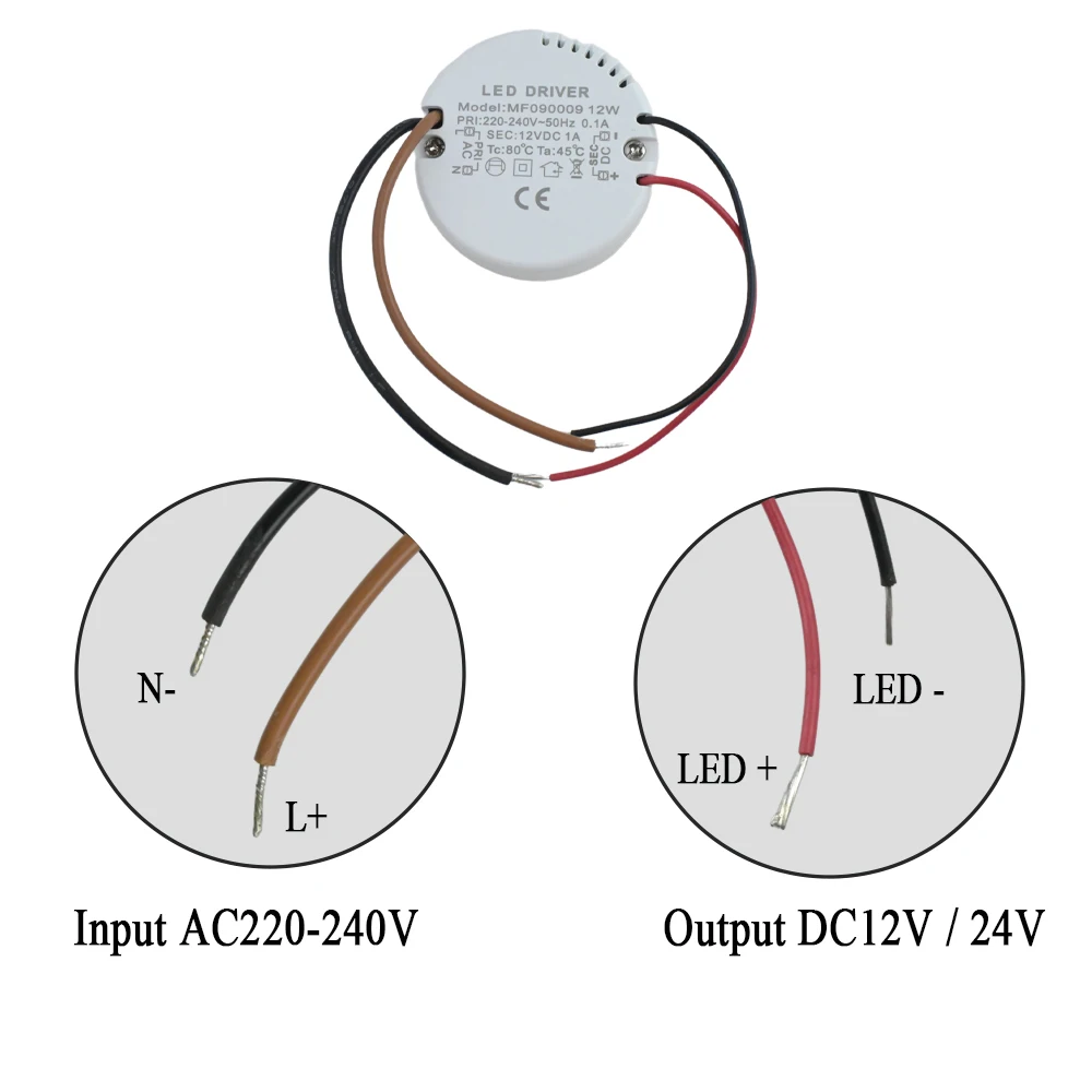 12W 15W Round LED Driver AC 220-240V TO DC 12V 24V Power Supply Adapter External Transformer For LED Strip Lamp Indoor Lighting