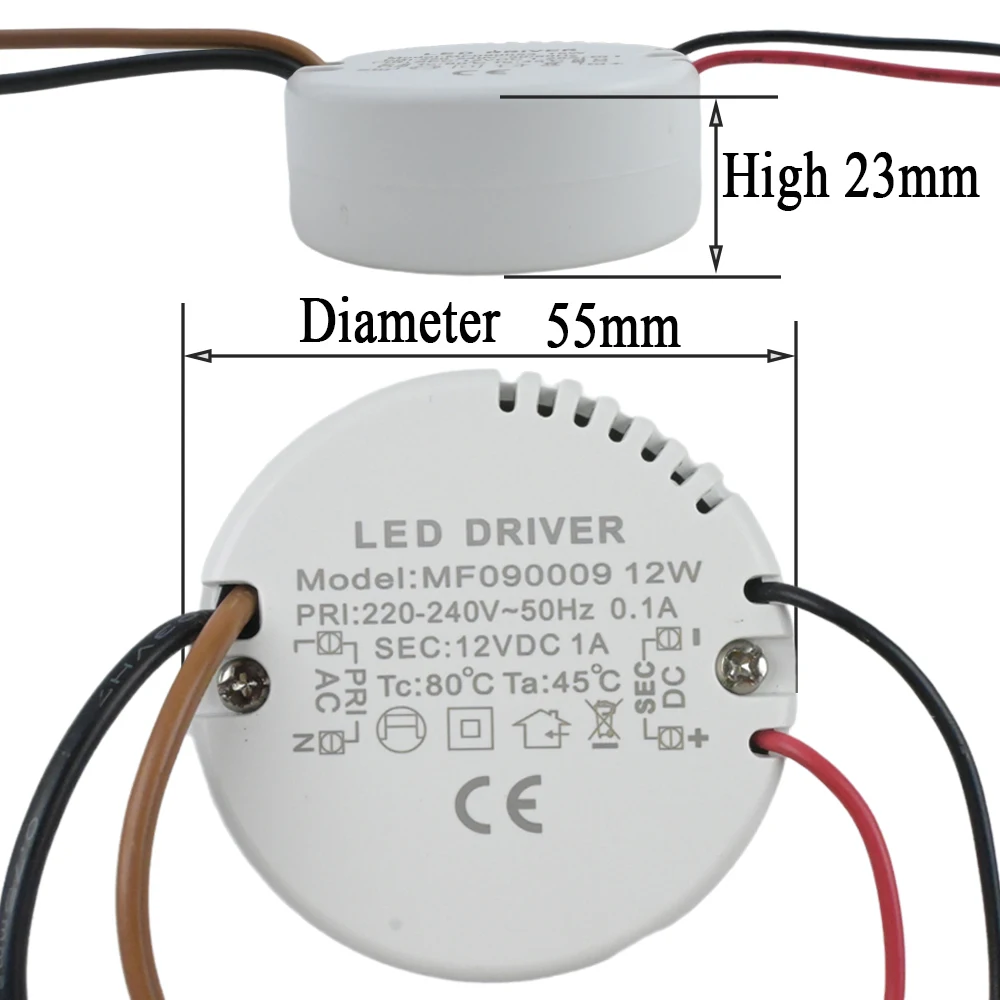 12W 15W Round LED Driver AC 220-240V TO DC 12V 24V Power Supply Adapter External Transformer For LED Strip Lamp Indoor Lighting
