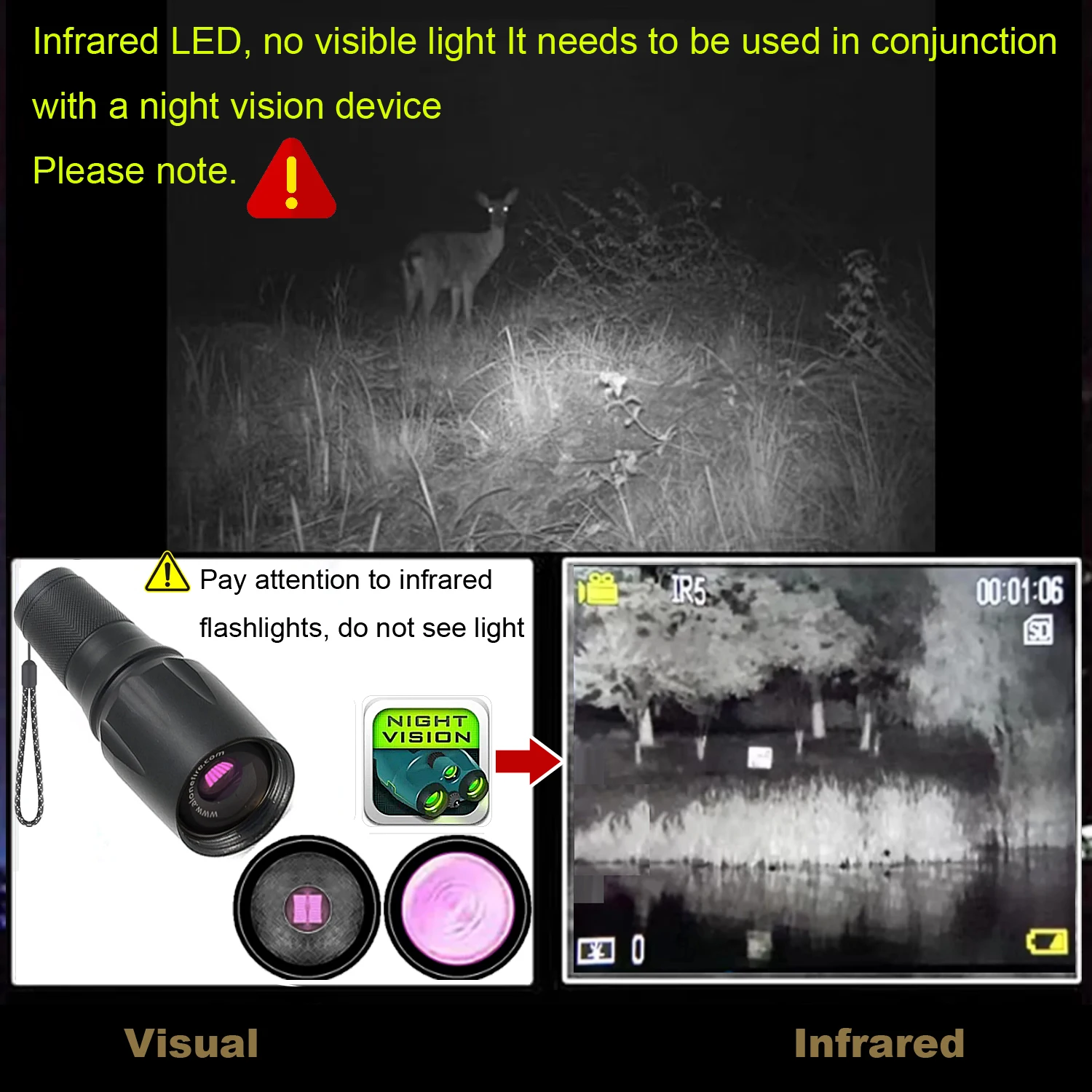 Infrared Complement 7W VCSEL 850nm/940nm Zoom Infrared Flashlight with Mute Adjustable Power 810nm IR Light