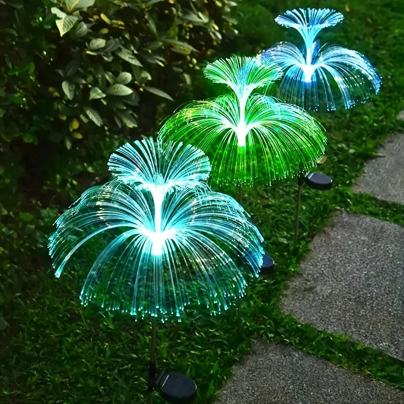 1PC Outdoor Solar Garden Lights 7 Colors Variable Solar Stake Jellyfish Reed Lights Solar Outdoor Color Changing Lights