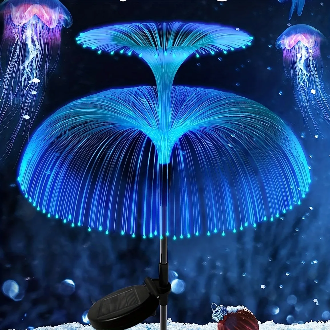 1PC Outdoor Solar Garden Lights 7 Colors Variable Solar Stake Jellyfish Reed Lights Solar Outdoor Color Changing Lights
