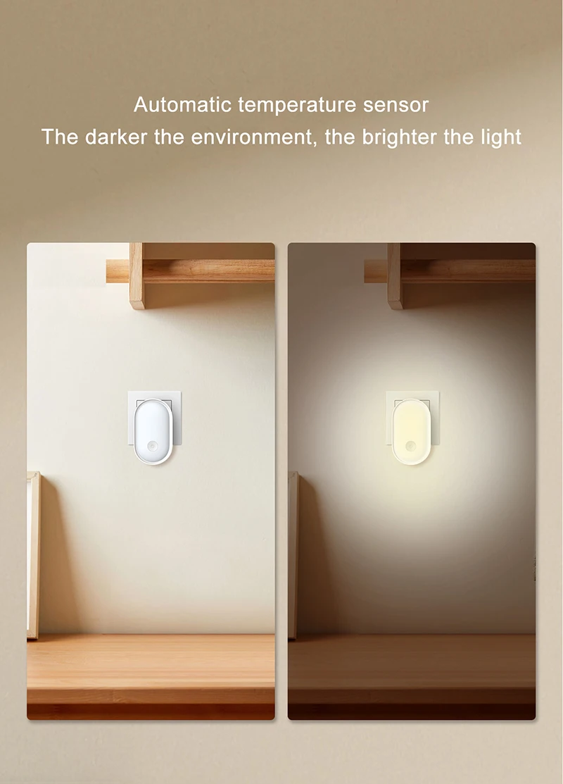 LED Night Light Wall Lamp EU Plug Light Control Induction Energy Saving Environmental Protection Bedroom Lamp Home Decor