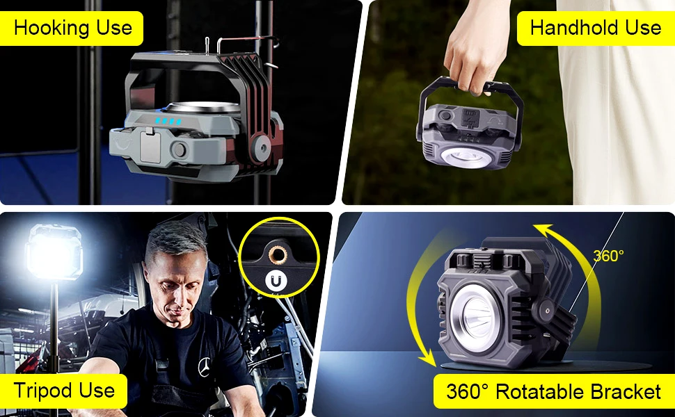 LiitoKala LF-786 Work Lights+26650 5000mAh Battery Rechargeable 2700-8000K Temperature Sensitive Magnetic Work Light 360° Rotata