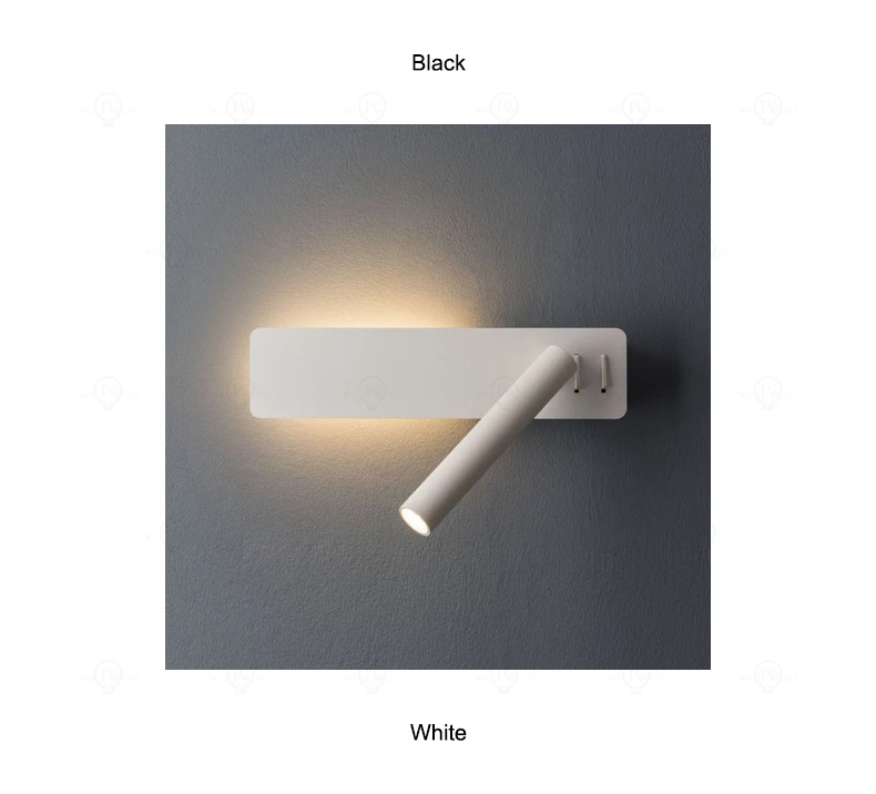 White Nordic LED Bedside Wall Lamp Adjustable Rotatable Angle With Switch Bedroom Reading Light Living Room Study Wall Sconce