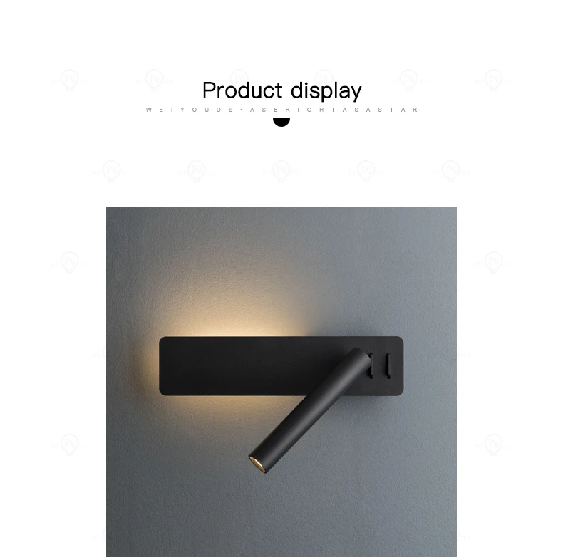 White Nordic LED Bedside Wall Lamp Adjustable Rotatable Angle With Switch Bedroom Reading Light Living Room Study Wall Sconce