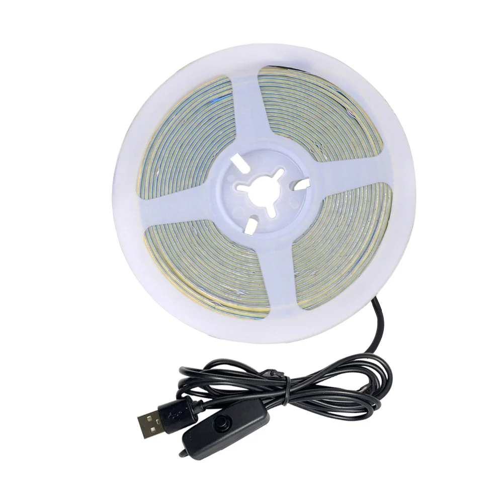 5V USB 3mm PCB COB LED Strip Light with Switch Dimmer Remote Control 320 LEDs High Density Linear Lighting Flexible Tape Lamp