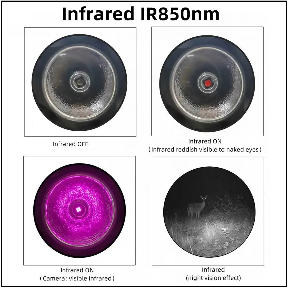 IR850 940nm Infrared LED Zoom High Bright Night Vision Infrared Fill Light Tactical Hunting Flashlight IR Fill Lighting Lamp