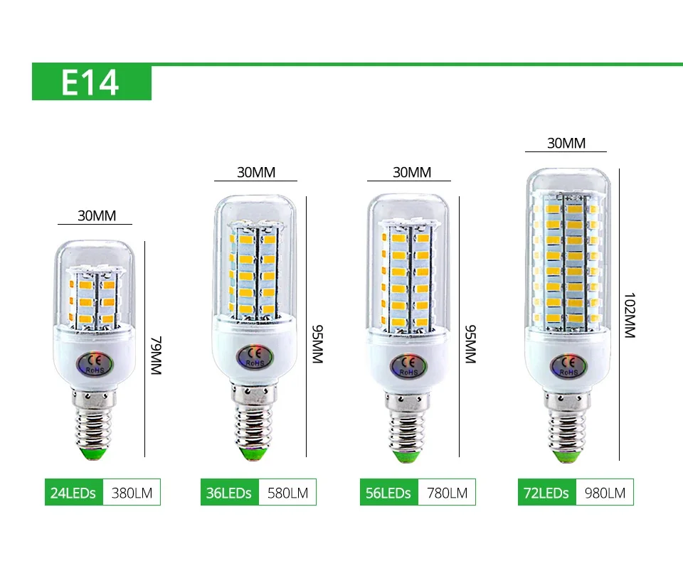 E27 LED Lamp E14 LED SMD 5730 220V Corn Light Bulbs 24 36 56 72LEDs Lamparas LED Chandelie For Home Decoration Ampoule Led Light