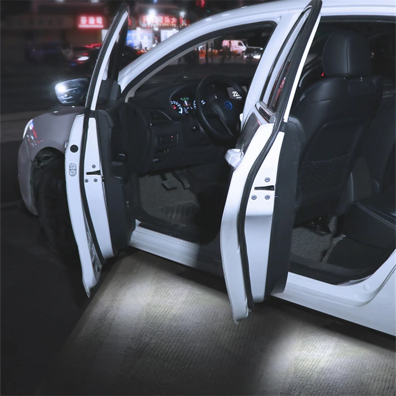 1 2 4pcs Led Car Door Light Car Interior USB Rechargeable Wireless Magnetic Switch Night Lamp Car Door Signal Welcome Lighting