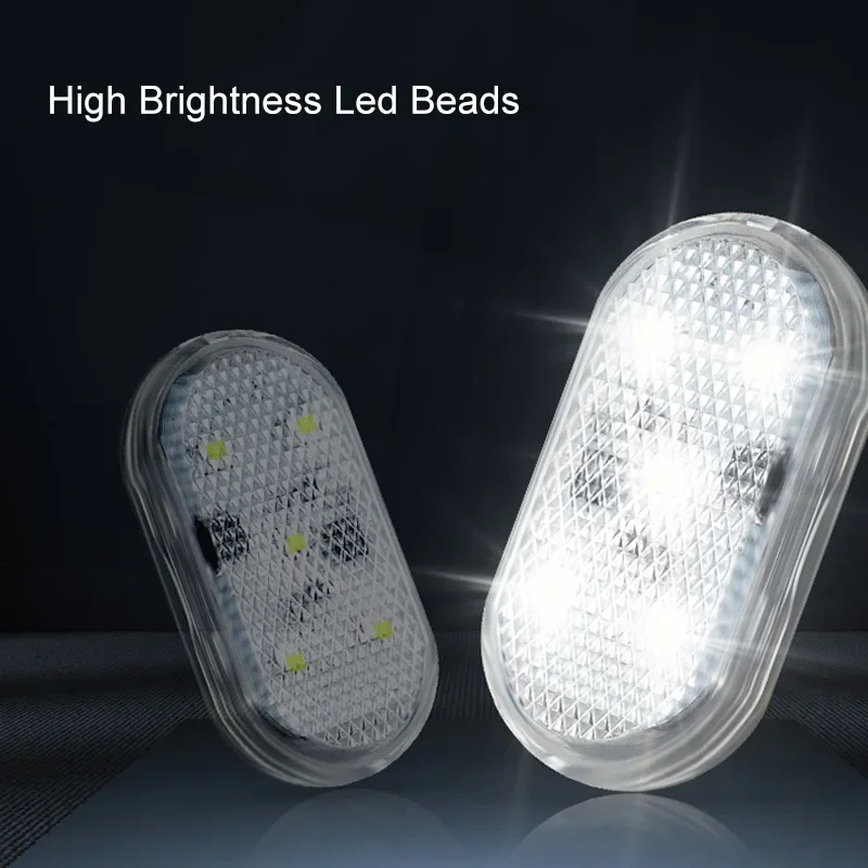1 2 4pcs Led Car Door Light Car Interior USB Rechargeable Wireless Magnetic Switch Night Lamp Car Door Signal Welcome Lighting