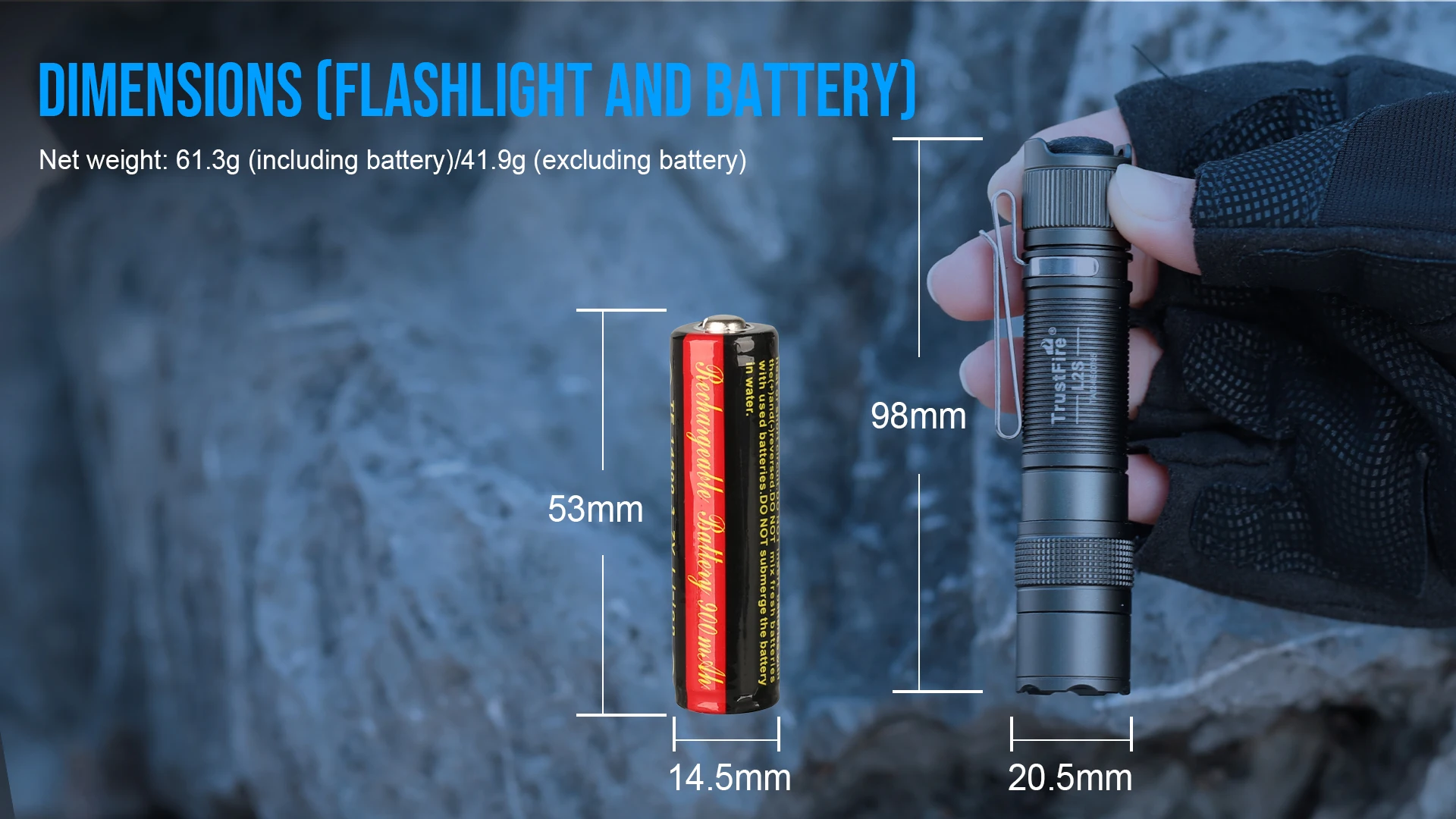 Trustfire L2S Tactical Flashlight 1050Lumens IPX6 14500 Potable Torch Lighting Tyce C USB Rechargeable Lamp with Memory Function