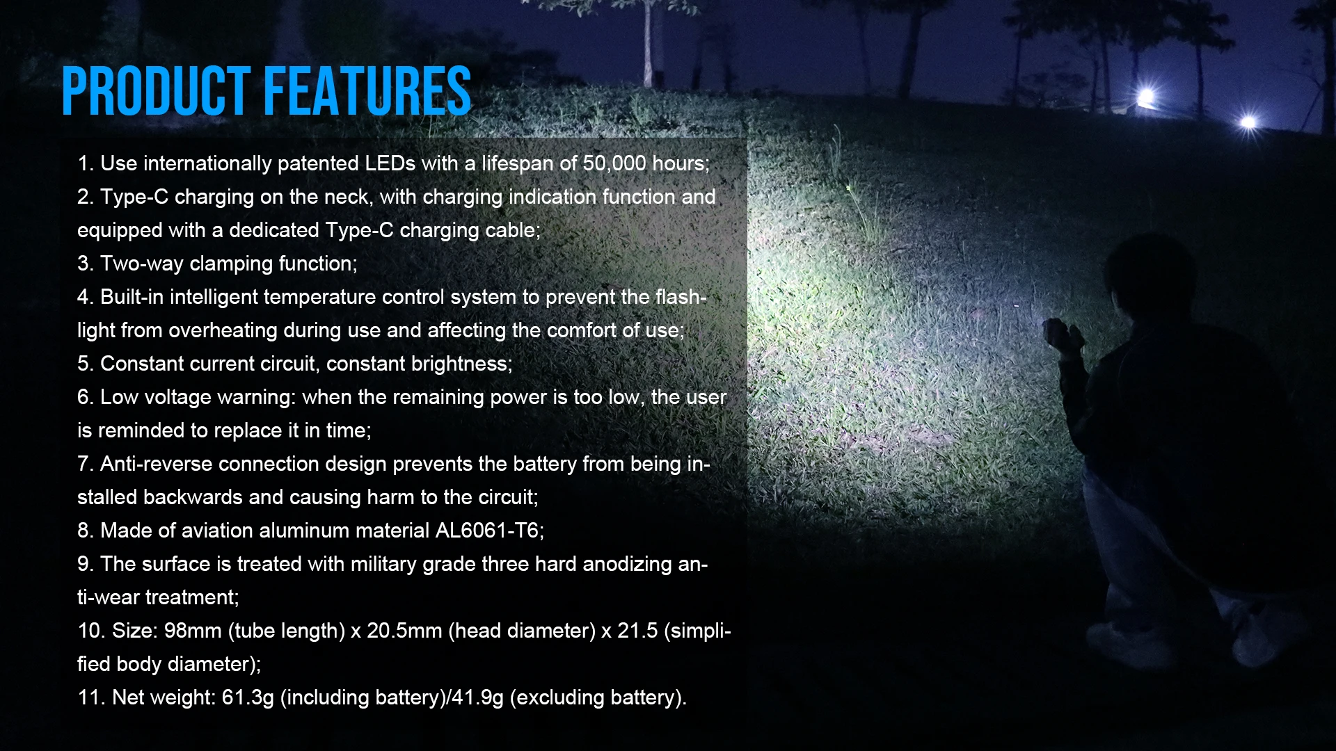 Trustfire L2S Tactical Flashlight 1050Lumens IPX6 14500 Potable Torch Lighting Tyce C USB Rechargeable Lamp with Memory Function