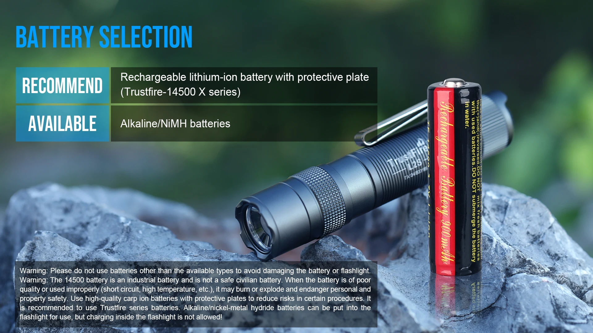 Trustfire L2S Tactical Flashlight 1050Lumens IPX6 14500 Potable Torch Lighting Tyce C USB Rechargeable Lamp with Memory Function
