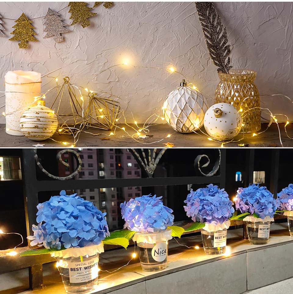 10M-100M LED Light String Copper Wire Garland Fairy Light 110V 220V Waterproof Outdoor Garden Party Wedding Christmas Decoration