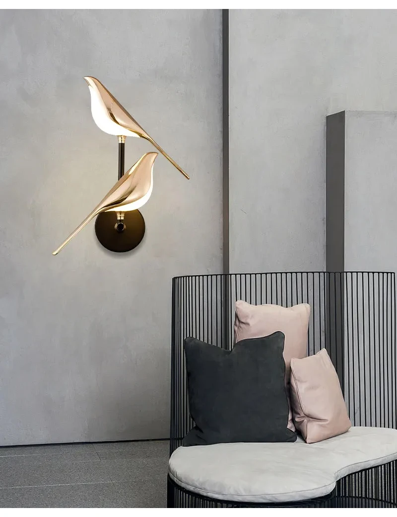 Nordic Golden Bird LED Wall Lights Parlor Bar Creative Wall Lamps Novelty Sconces Bedroom Bedside Lamp Living Room Decoration