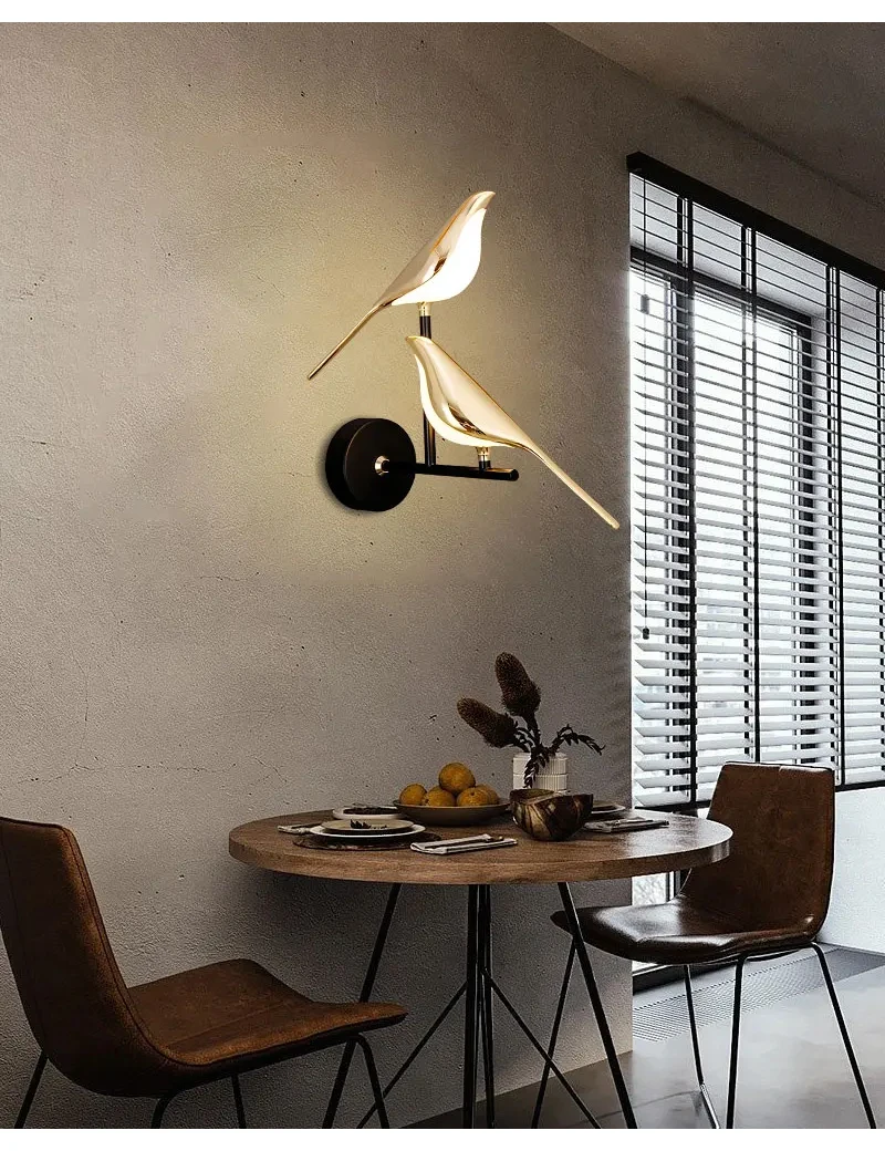 Nordic Golden Bird LED Wall Lights Parlor Bar Creative Wall Lamps Novelty Sconces Bedroom Bedside Lamp Living Room Decoration