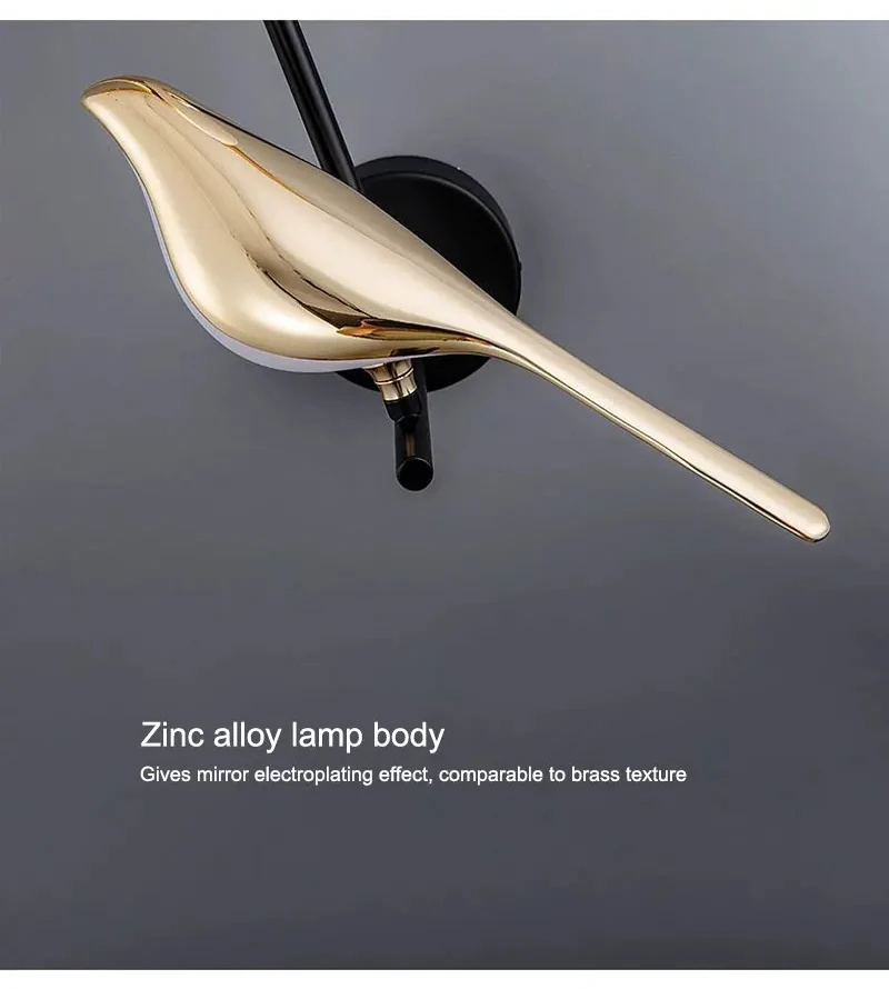 Nordic Golden Bird LED Wall Lights Parlor Bar Creative Wall Lamps Novelty Sconces Bedroom Bedside Lamp Living Room Decoration