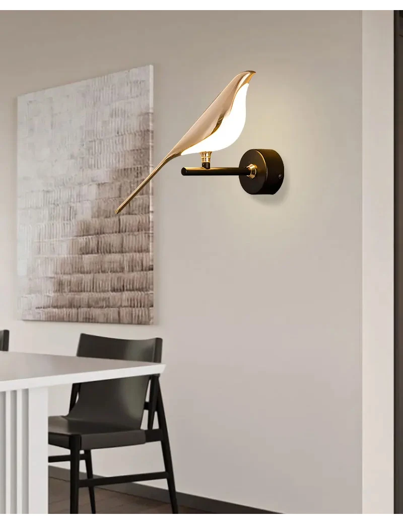 Nordic Golden Bird LED Wall Lights Parlor Bar Creative Wall Lamps Novelty Sconces Bedroom Bedside Lamp Living Room Decoration