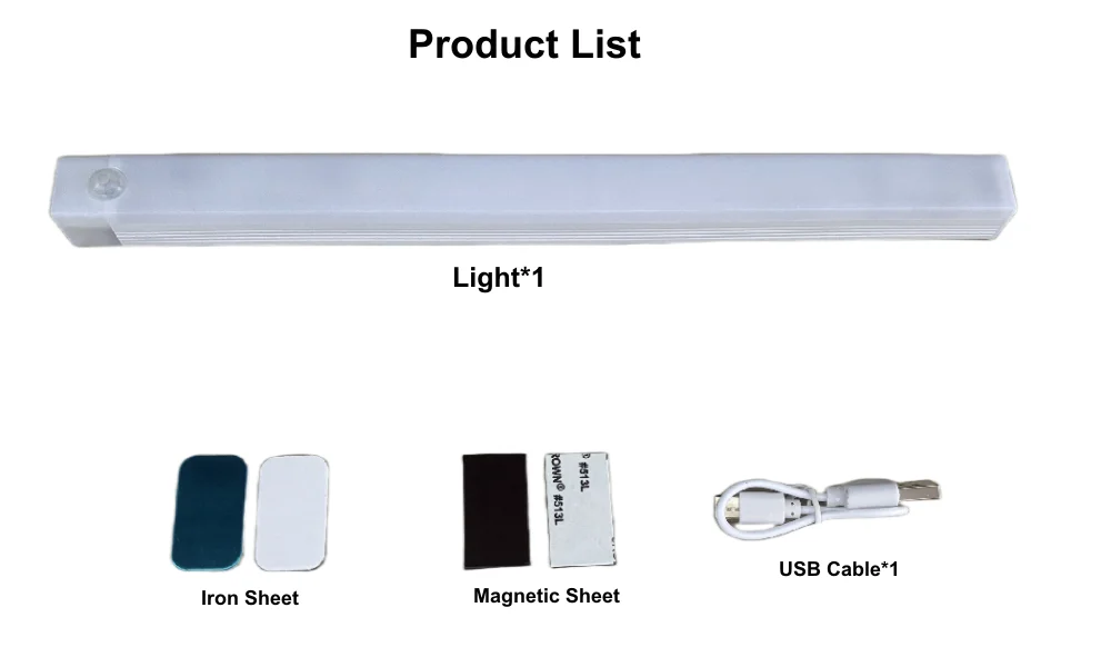 LED Motion Sensor Bar Light Wireless Induction Night Light USB Rechargeable Detector Lamp for Kitchen Cabinet Wardrobe Bedroom