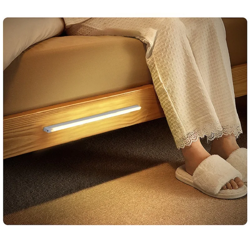 LED Motion Sensor Bar Light Wireless Induction Night Light USB Rechargeable Detector Lamp for Kitchen Cabinet Wardrobe Bedroom
