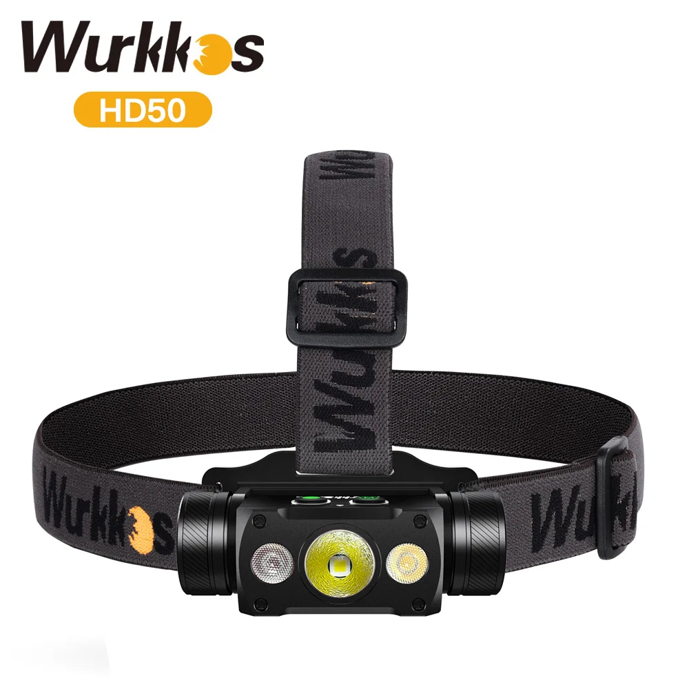 Wurkkos HD50 21700 Fishing Flashlight 4000LM IP67 Headlamp EDC Camping Hiking LED Lights XHP50.3 HI+TN-3535+660nm Magnetic Tail