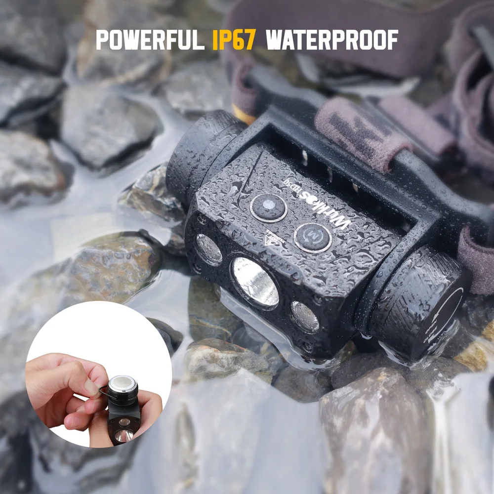 Wurkkos HD50 21700 Fishing Flashlight 4000LM IP67 Headlamp EDC Camping Hiking LED Lights XHP50.3 HI+TN-3535+660nm Magnetic Tail