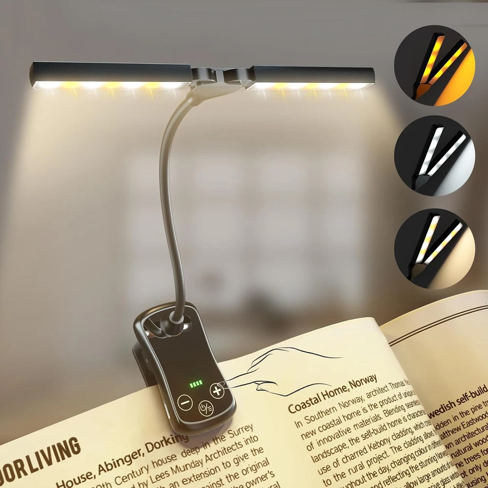 New 3 Colors 8 Brightness 14 LED Clip On Book Light Usb Rechargeable Night Light Portable Reading Light Book Lamp Mini Desk Lamp