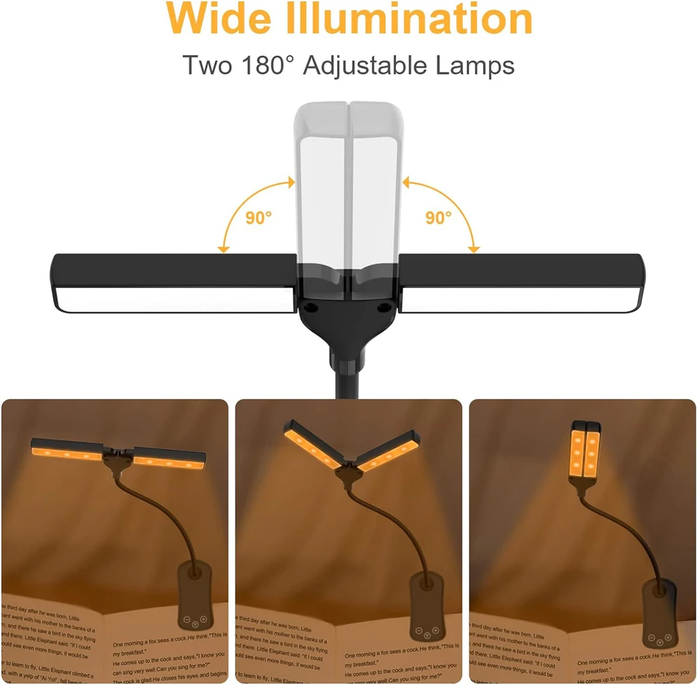 New 3 Colors 8 Brightness 14 LED Clip On Book Light Usb Rechargeable Night Light Portable Reading Light Book Lamp Mini Desk Lamp