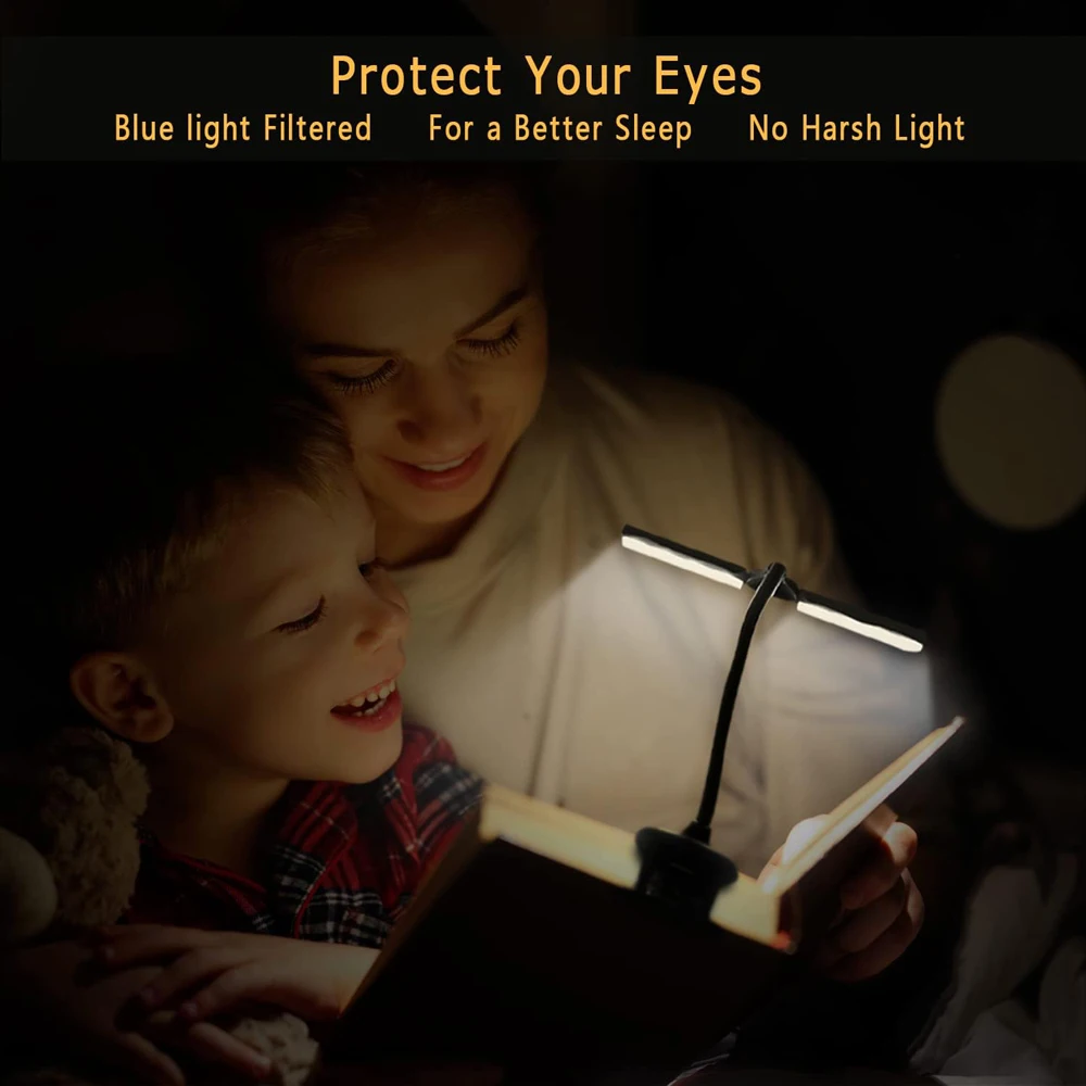 New 3 Colors 8 Brightness 14 LED Clip On Book Light Usb Rechargeable Night Light Portable Reading Light Book Lamp Mini Desk Lamp