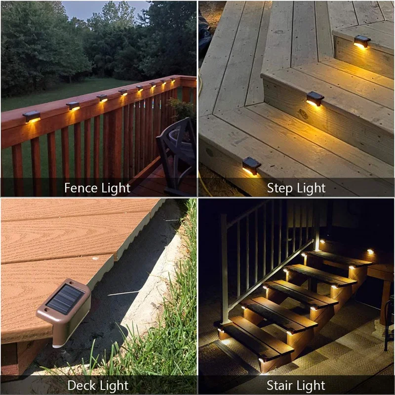 2/4/8/16 Pack Solar Deck Lights LED Waterproof Outdoor Solar Powered LED Step Lights For Decks Stairs Patio Yard Garden Decor