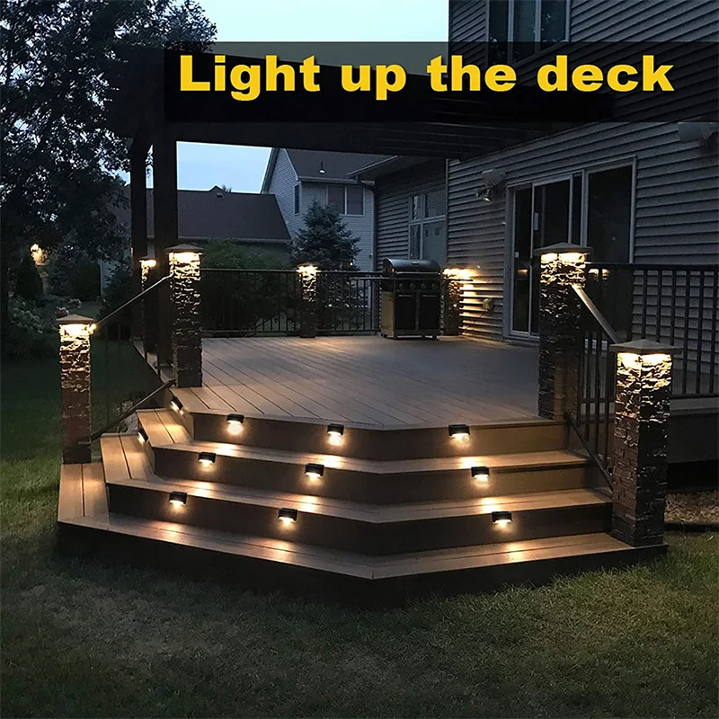2/4/8/16 Pack Solar Deck Lights LED Waterproof Outdoor Solar Powered LED Step Lights For Decks Stairs Patio Yard Garden Decor