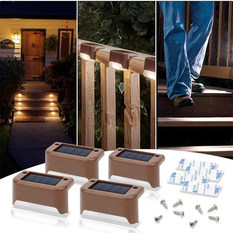 2/4/8/16 Pack Solar Deck Lights LED Waterproof Outdoor Solar Powered LED Step Lights For Decks Stairs Patio Yard Garden Decor