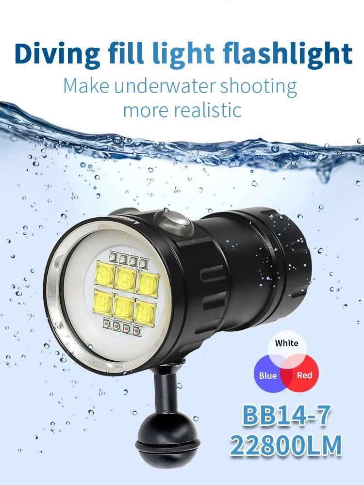 Professional Underwater 27 LED Photography Light Highlight Lamp 20000Lumens Diving Flashlight 100M Waterproof Video Camera Torch