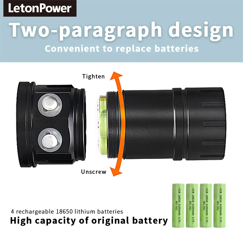 Professional Underwater 27 LED Photography Light Highlight Lamp 20000Lumens Diving Flashlight 100M Waterproof Video Camera Torch