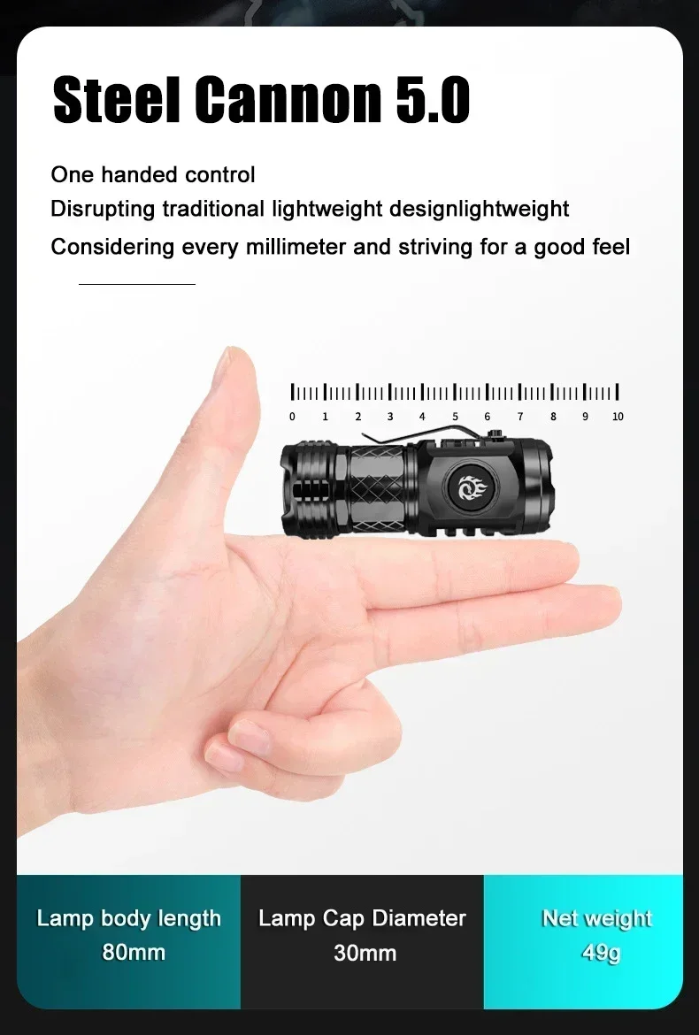 Super Bright Mini 3LED Flashlight With Pen Clip And Tail Magnet,Builtin Battery USB Charge Outdoor Portable Torch Emergency Lamp