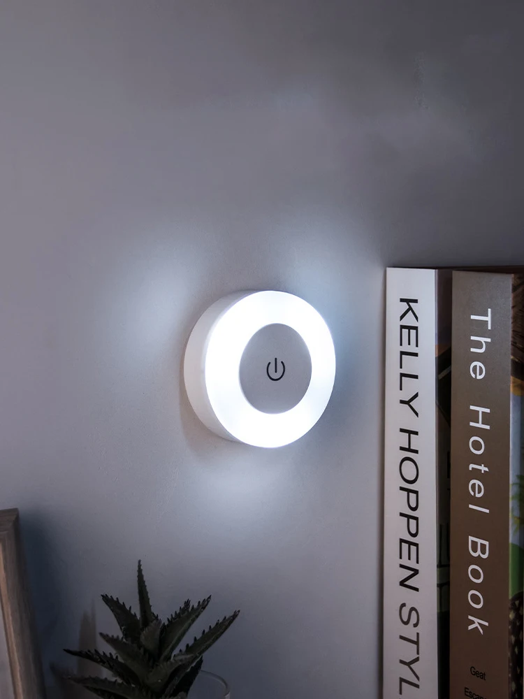 Energy Saving Led Touch Sensor Night Lights USB Rechargeable Magnetic Wall Light Room Aisle Bedroom Round Portable Night Lamp