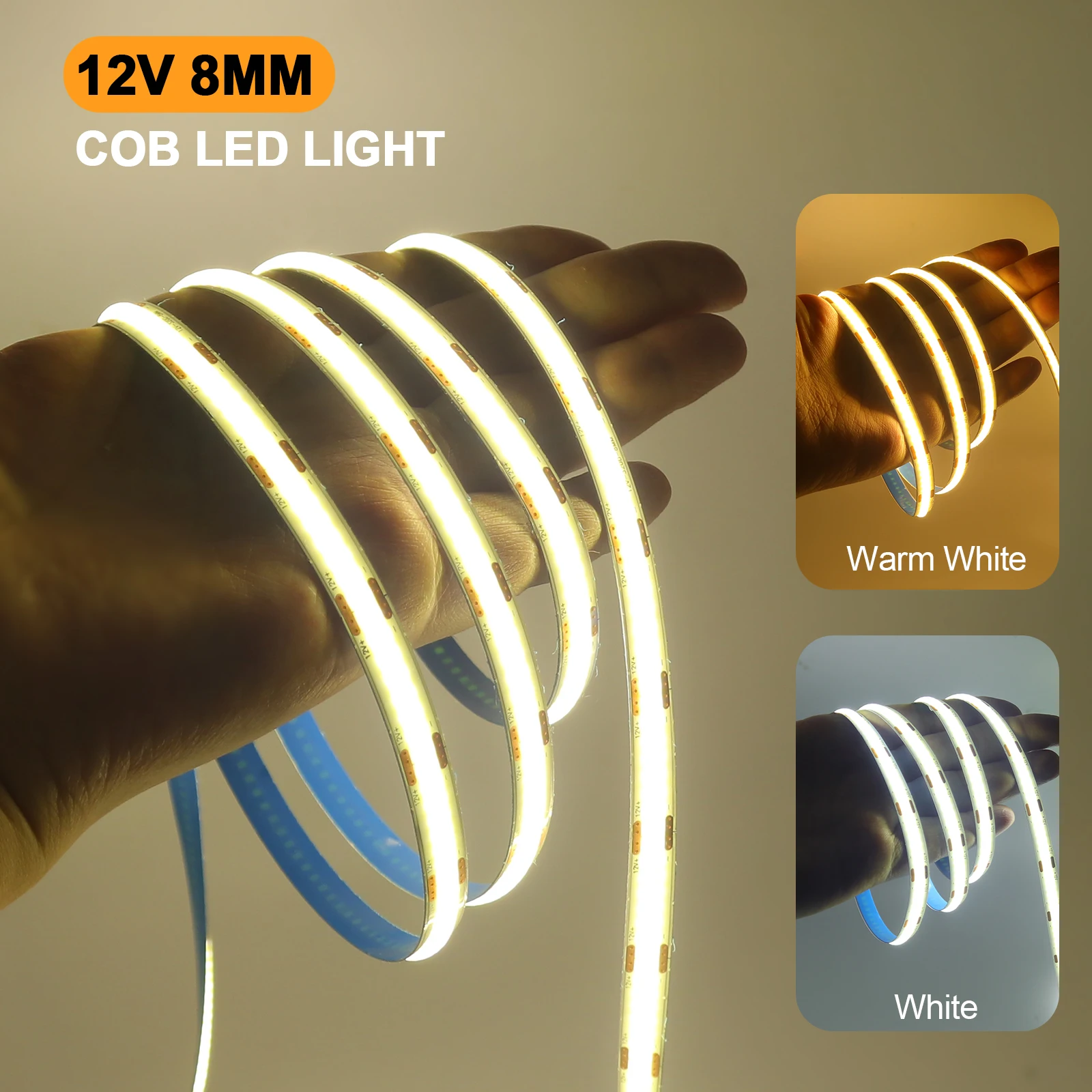 DC5V USB COB LED Strip 3mm 5mm 8mm Width 12V 320LEDs Flexible LED Strip Light with Adhesive High Density Linear Lighting