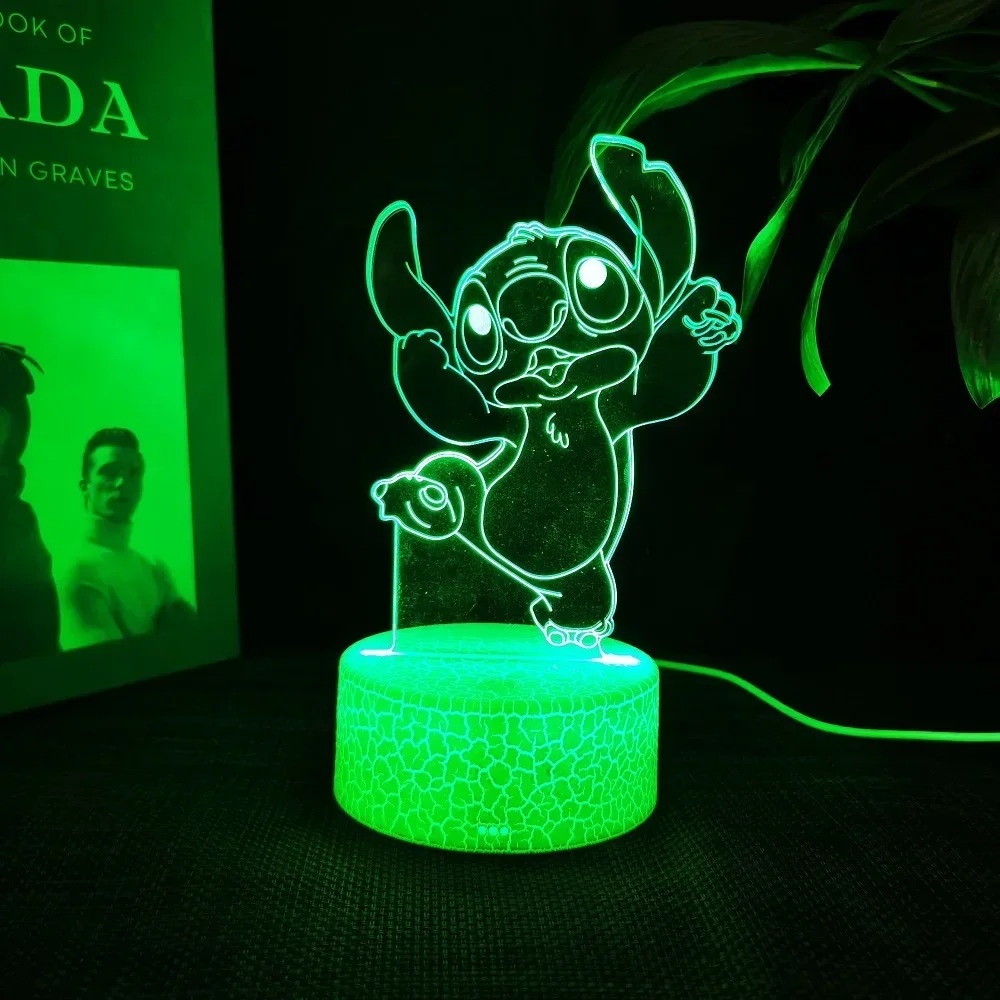 Ange & stitch 3D night light with colour changing acrylic rgb led gadget light for kids room decoration, gift for boys and girls