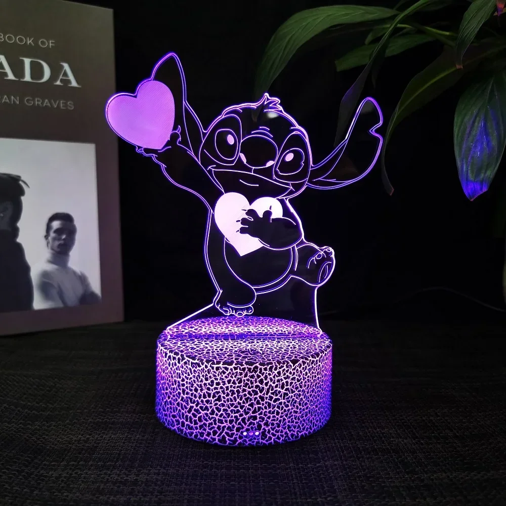 Ange & stitch 3D night light with colour changing acrylic rgb led gadget light for kids room decoration, gift for boys and girls