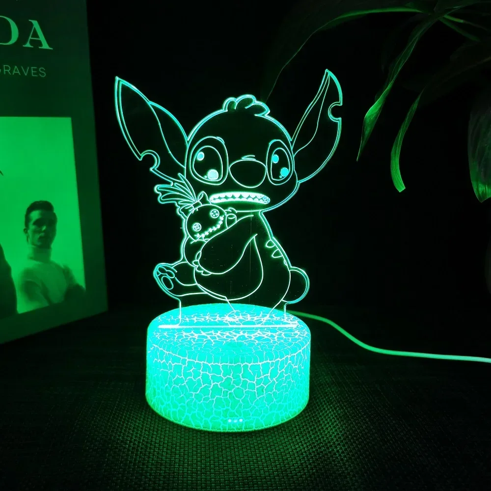 Ange & stitch 3D night light with colour changing acrylic rgb led gadget light for kids room decoration, gift for boys and girls
