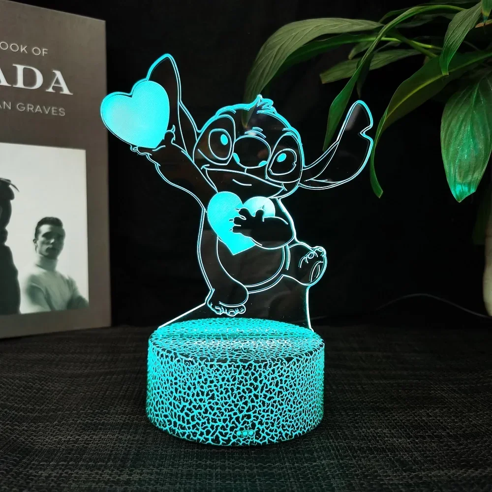 Ange & stitch 3D night light with colour changing acrylic rgb led gadget light for kids room decoration, gift for boys and girls