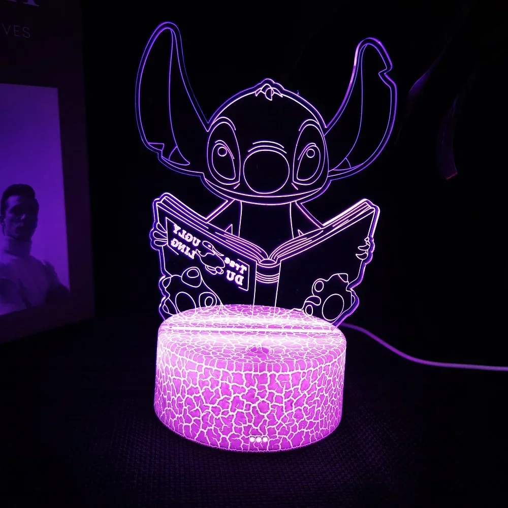 Ange & stitch 3D night light with colour changing acrylic rgb led gadget light for kids room decoration, gift for boys and girls