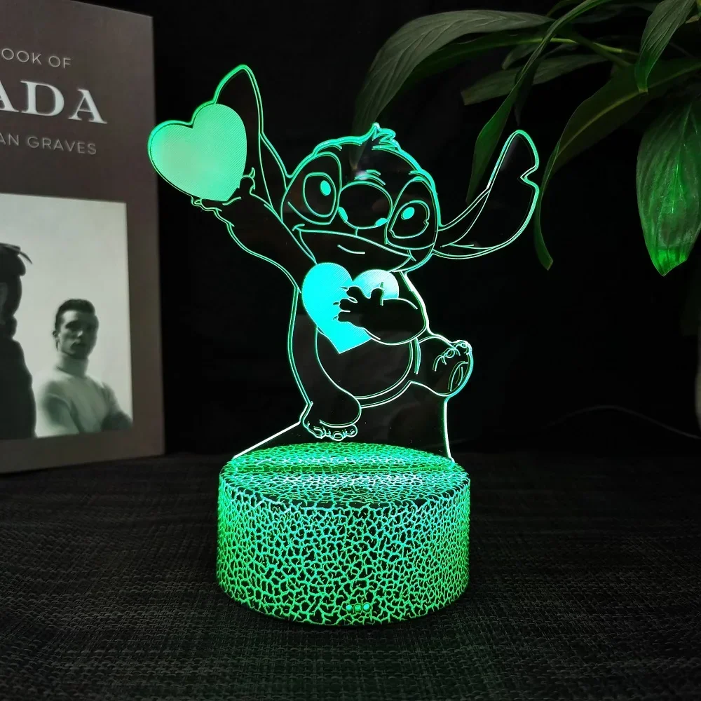 Ange & stitch 3D night light with colour changing acrylic rgb led gadget light for kids room decoration, gift for boys and girls