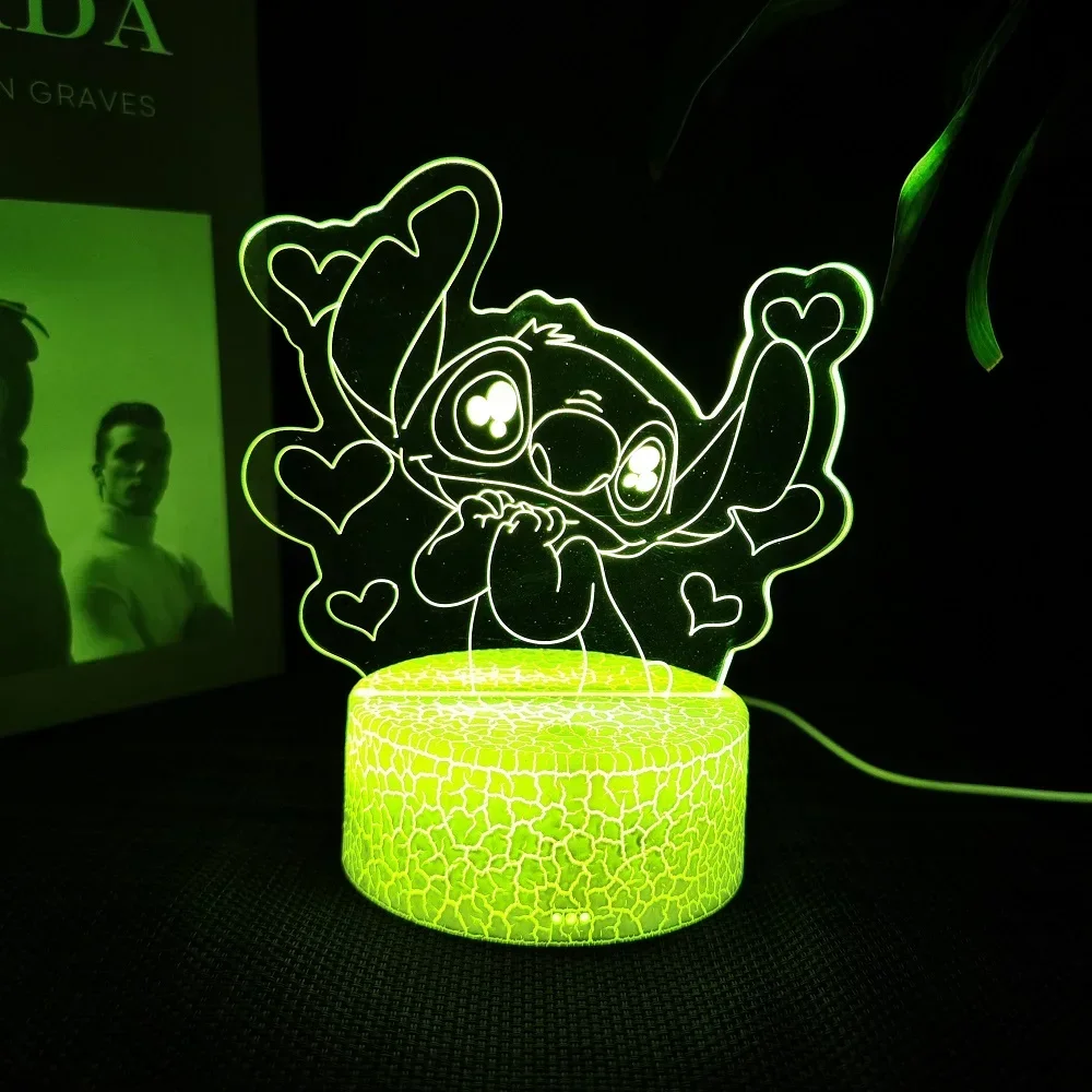 Ange & stitch 3D night light with colour changing acrylic rgb led gadget light for kids room decoration, gift for boys and girls