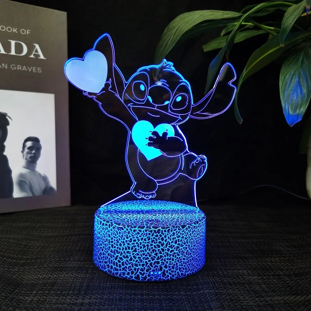 Ange & stitch 3D night light with colour changing acrylic rgb led gadget light for kids room decoration, gift for boys and girls