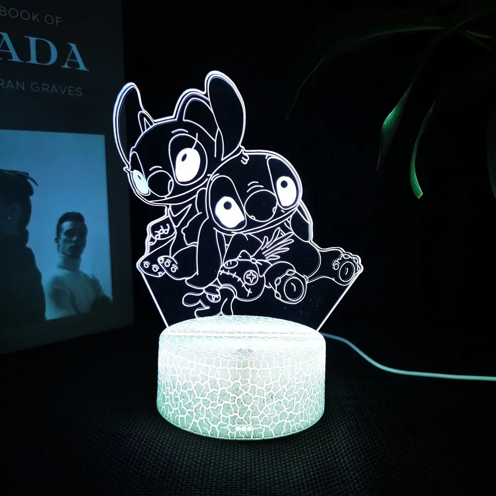 Ange & stitch 3D night light with colour changing acrylic rgb led gadget light for kids room decoration, gift for boys and girls