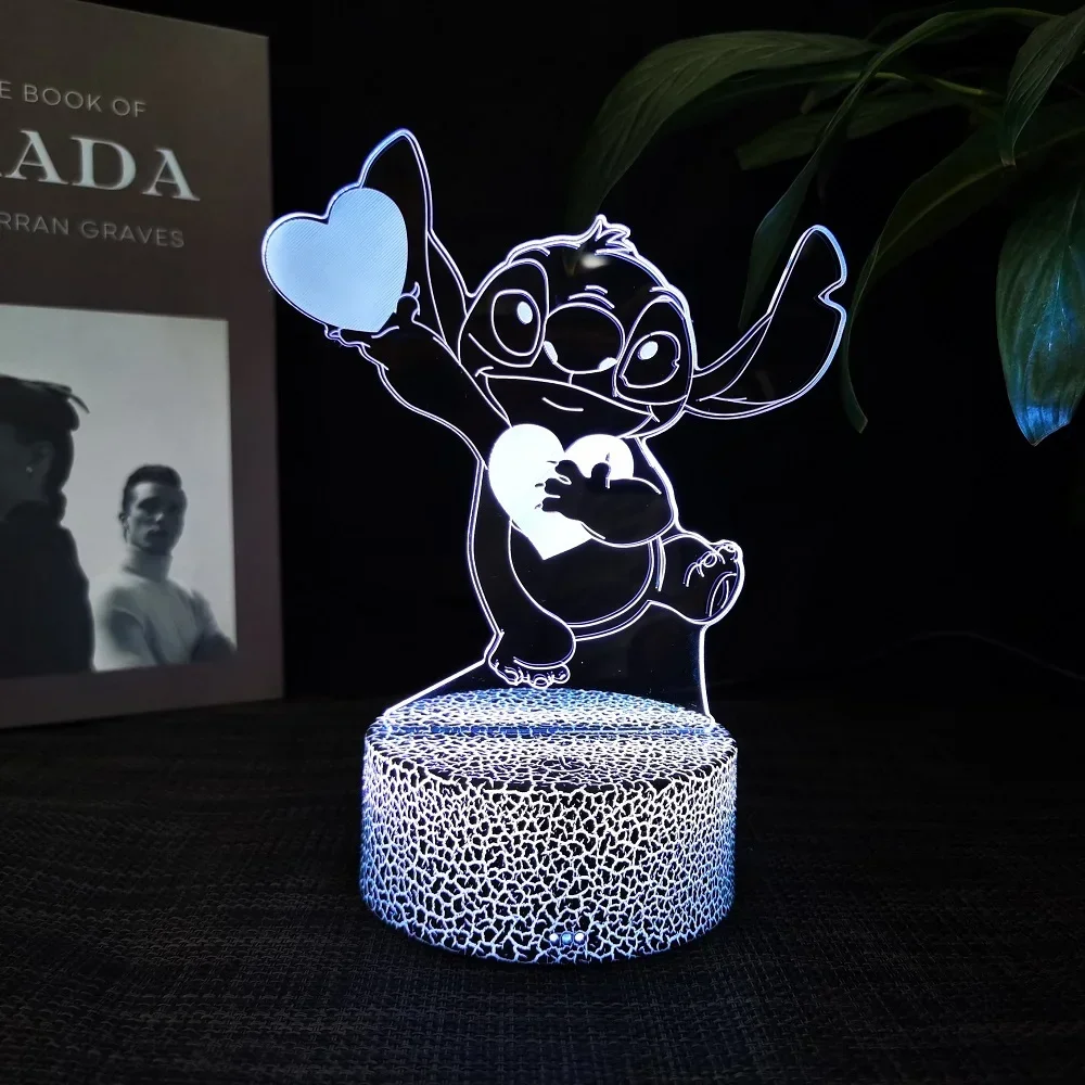 Ange & stitch 3D night light with colour changing acrylic rgb led gadget light for kids room decoration, gift for boys and girls