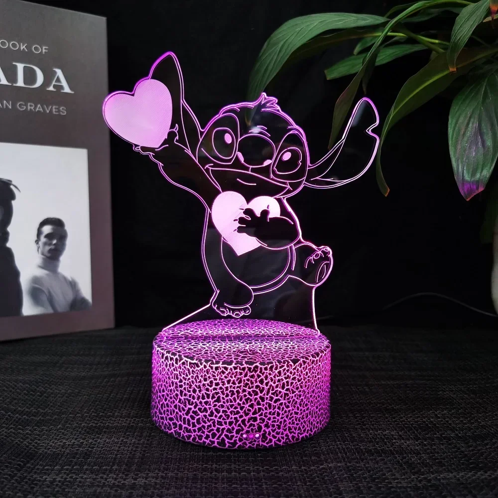 Ange & stitch 3D night light with colour changing acrylic rgb led gadget light for kids room decoration, gift for boys and girls
