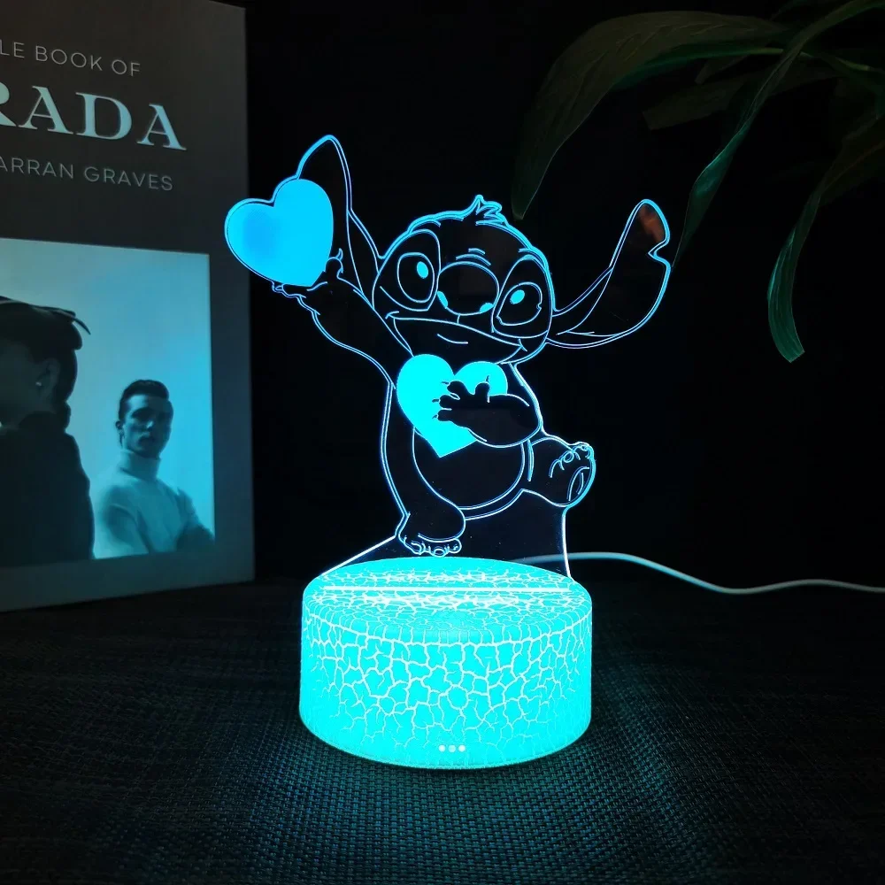 Ange & stitch 3D night light with colour changing acrylic rgb led gadget light for kids room decoration, gift for boys and girls