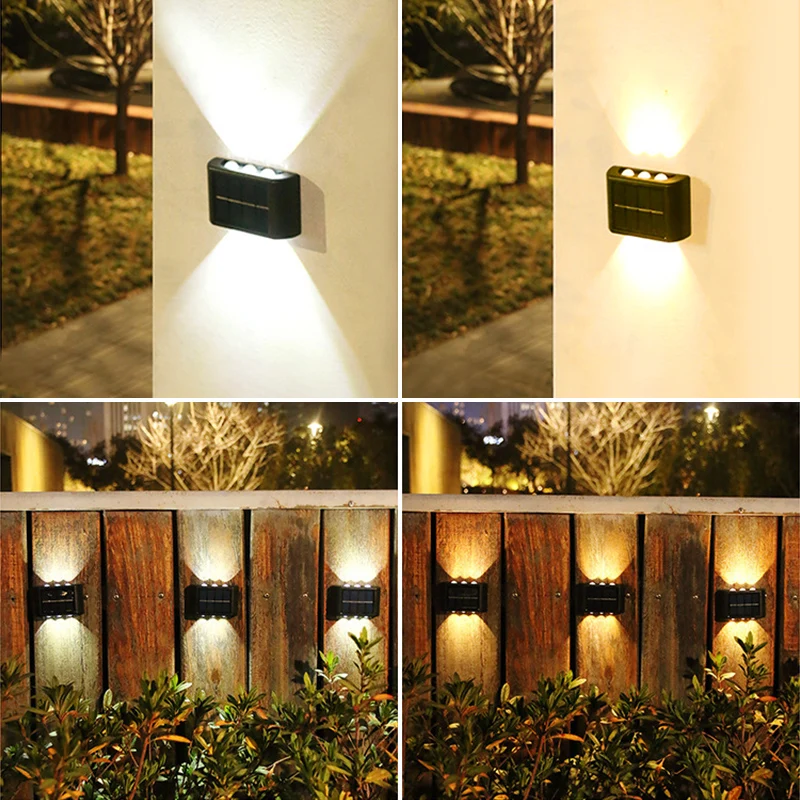 Solar LED Light Outdoor Waterproof Wall Lamp Dusk to Dawn Fence Lighting for Summer Garden Yard Porch Walkway Camping Home Dec